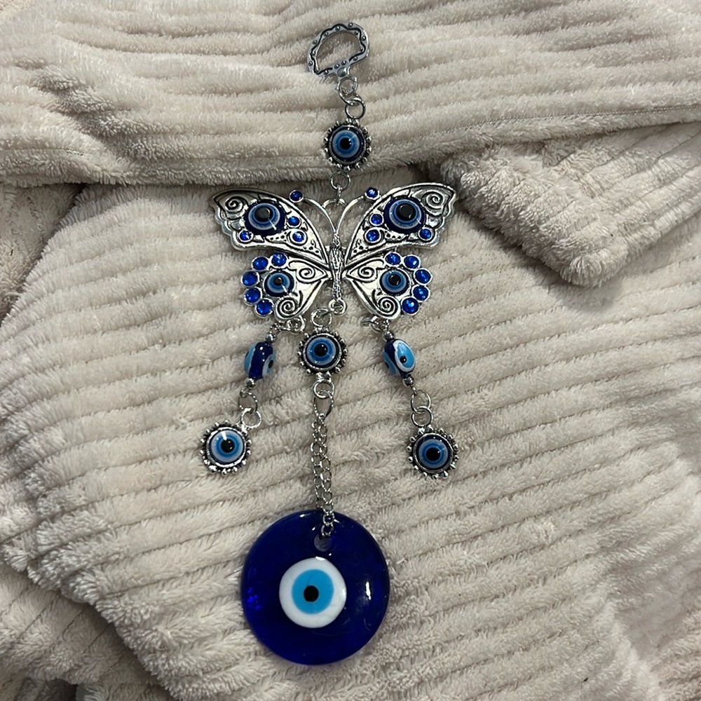 Hanging Butterfly Evil Eye Decoration
